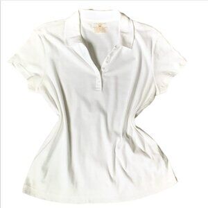 Jones New York Sport Short Sleeve Polo Shirt 100% Cotton Womens L White #40K